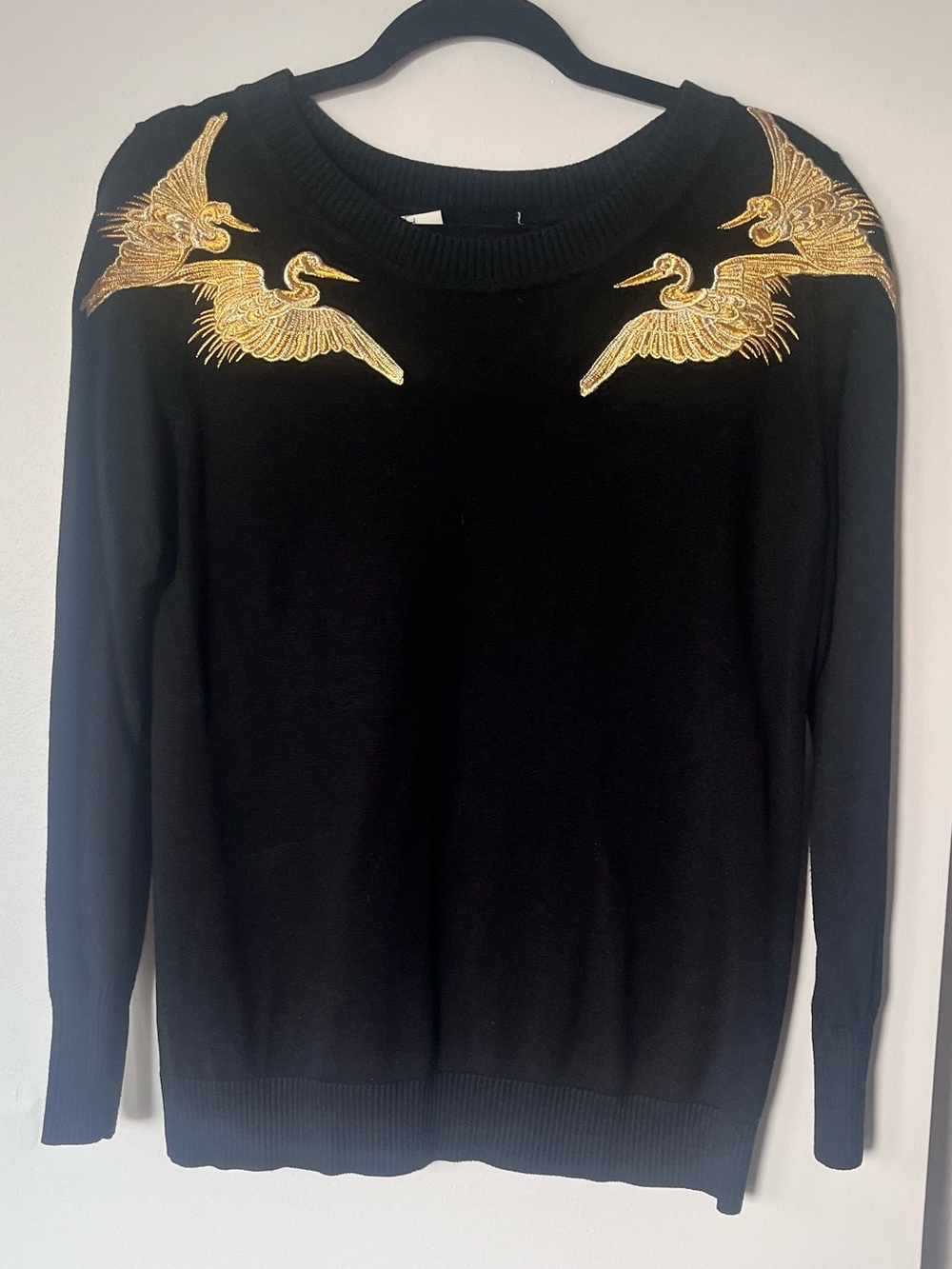 Altuzarra x Target Black Fine-Knit Sweater Gold Crane Embroidery S